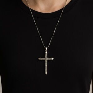 Lagos Caviar Silver Cross Pendant Necklace
